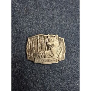 Wild Wolf Yukon Canada Silver Belt Buckle by Century Co.